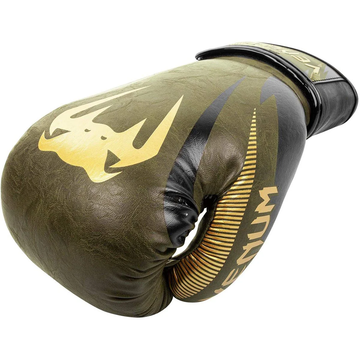 Venum Impact Hook and Loop Boxing Gloves - Khaki/Gold - Image 3