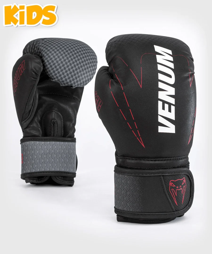 Venum Kid's Okinawa 3.0 Hook and Loop Boxing Gloves - Black/Red