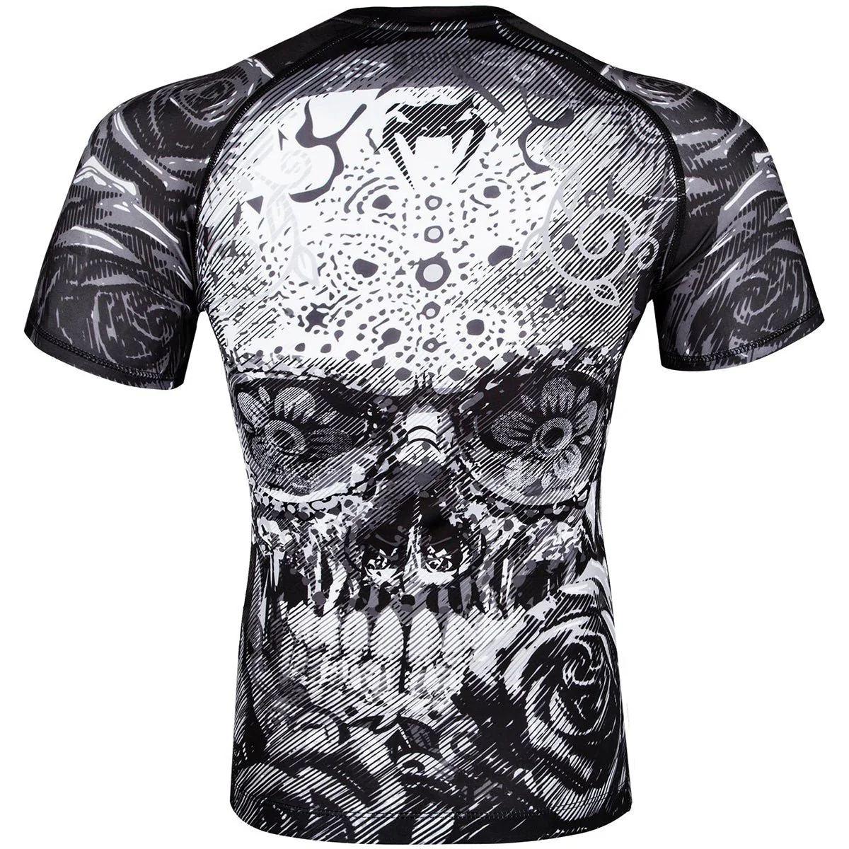Venum Santa Muerte 3.0 Short Sleeve Compression Rashguard - Black/White - Image 4