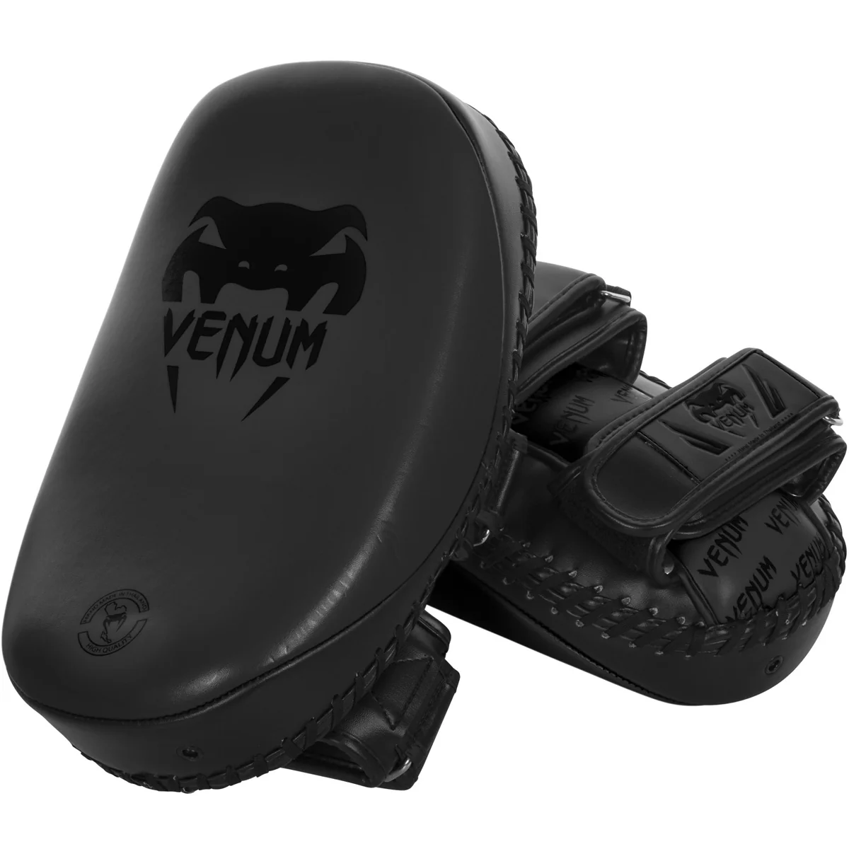 Venum Skintex Leather Curved Light Kick Pads - Matte/Black
