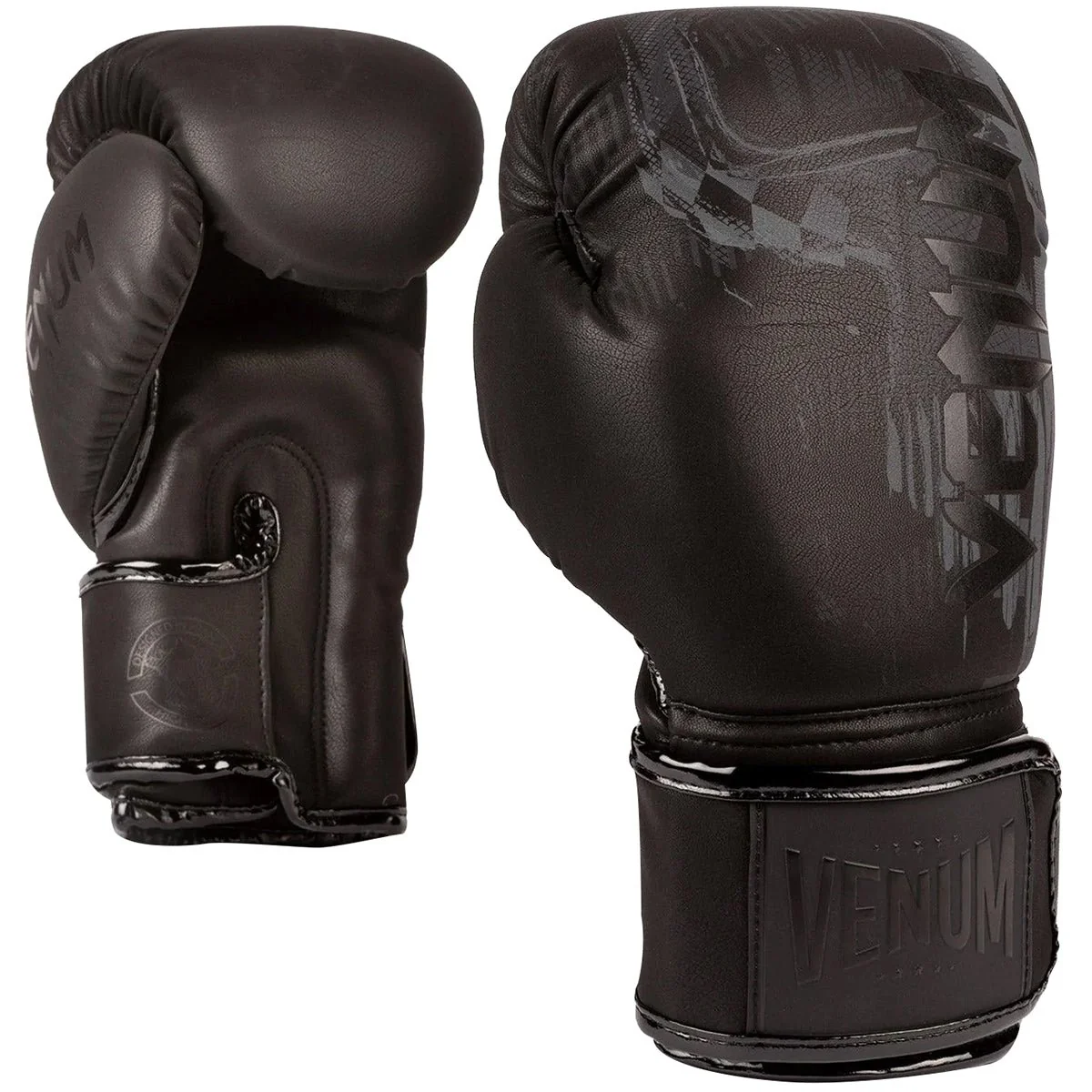 Venum Skull Hook and Loop Boxing Gloves - Black/Black