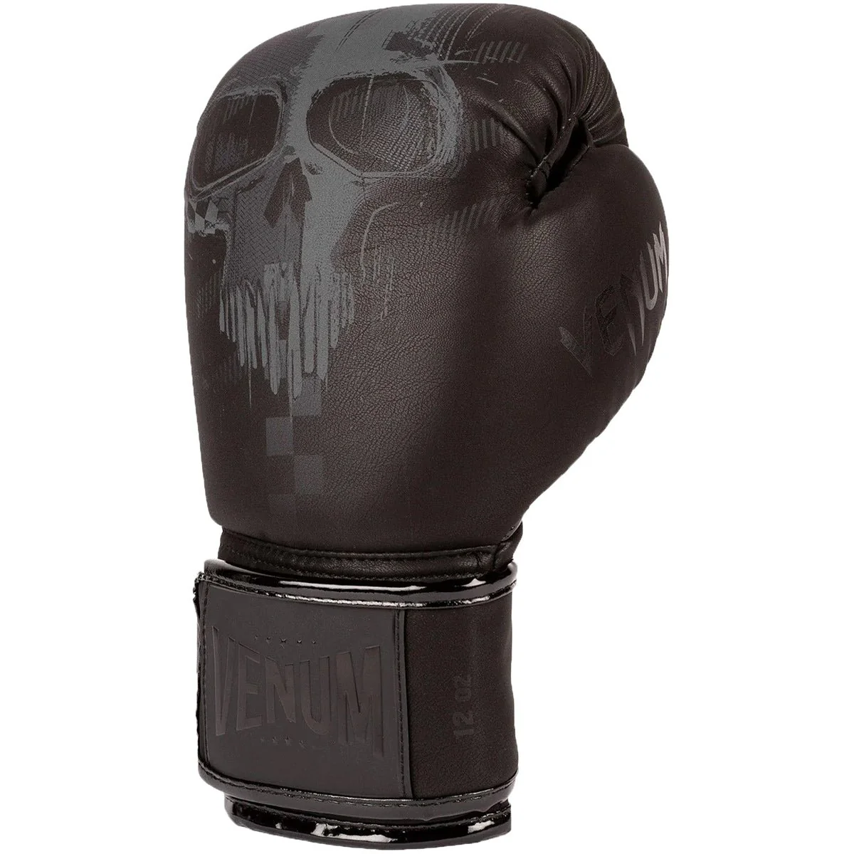 Venum Skull Hook and Loop Boxing Gloves - Black/Black - Image 3