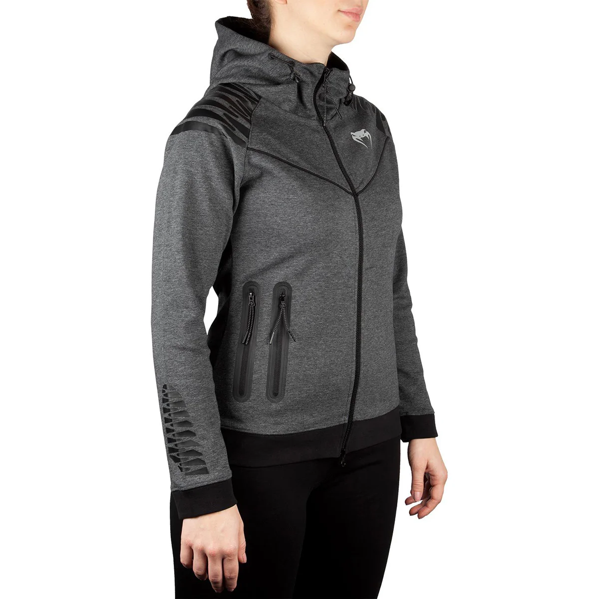 Venum Women's Laser Thermal Zip-Up Hoodie - Dark Heather Gray - Image 3
