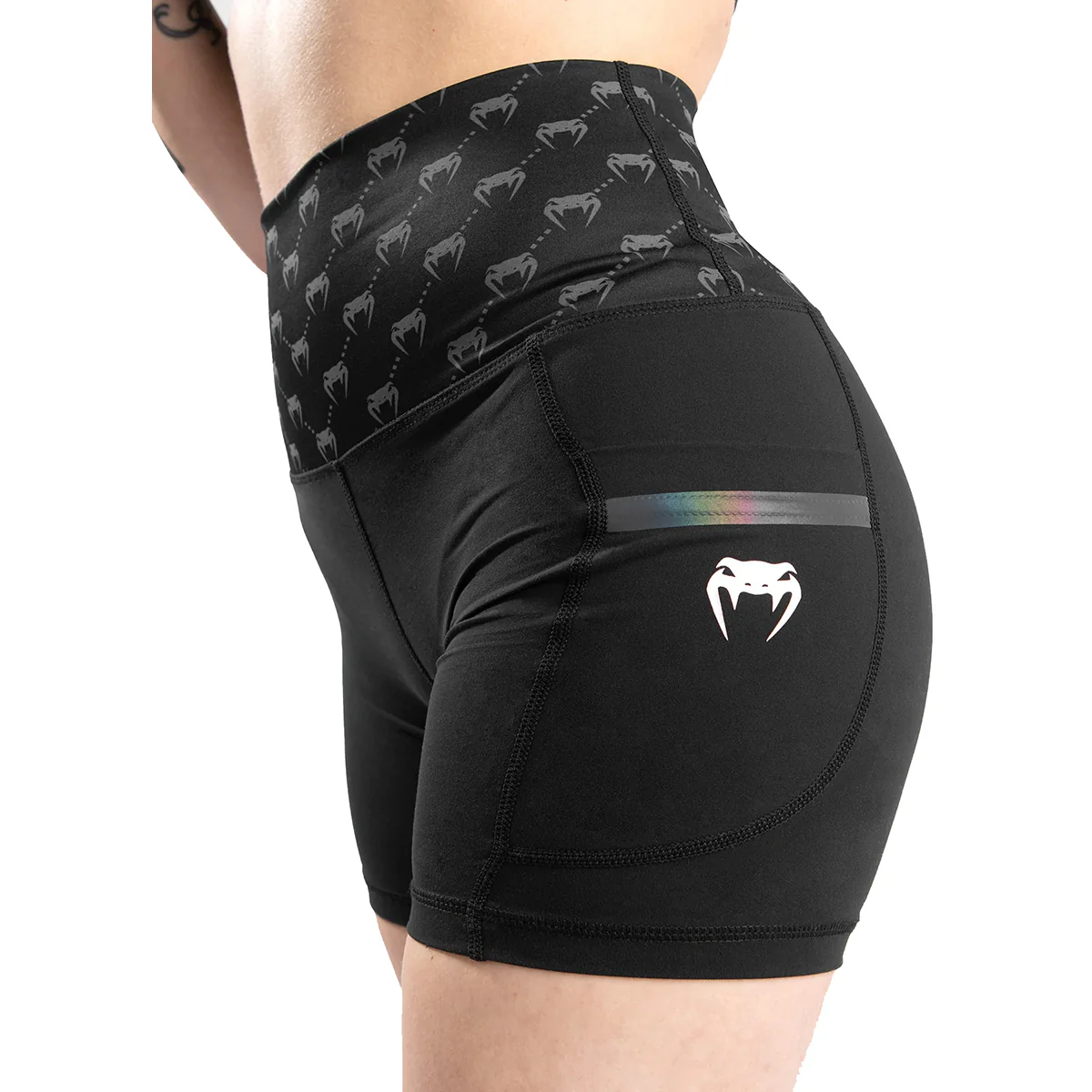 Venum Women's Monogram Compression Shorts - Black/Pink/Gold