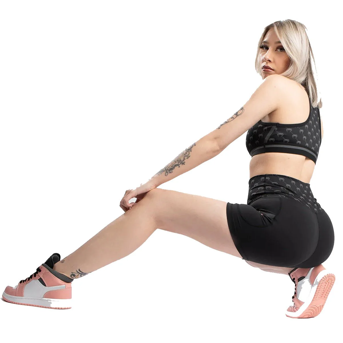 Venum Women's Monogram Compression Shorts - Black/Pink/Gold - Image 4