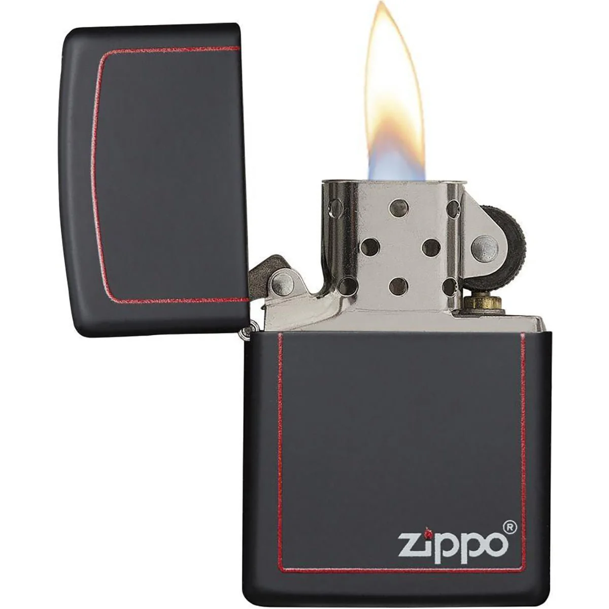 Zippo Black Matte Lighter with Border - Image 2
